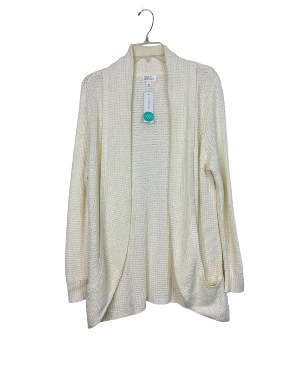 Market & Spruce Tabatha Waffle Knit Cotton Blend Cocoon Cardigan, XL Off white - Picture 6 of 13